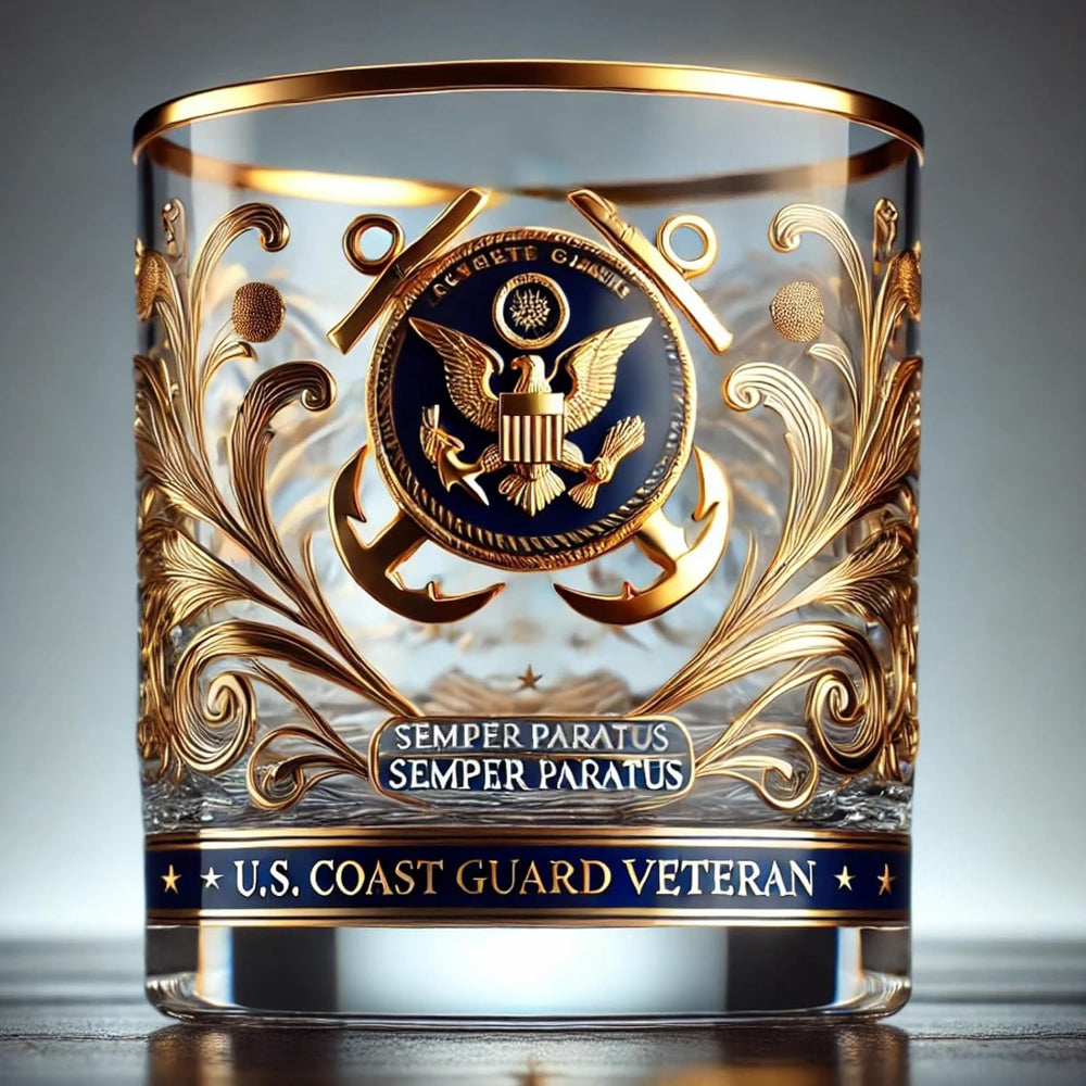 Pahar de whisky pentru veterani militari, gravat cu aur, pentru expunere | Meowbutter