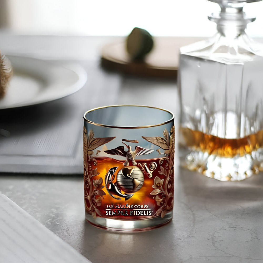 Pahar de whisky pentru veterani militari, gravat cu aur, pentru expunere | Meowbutter