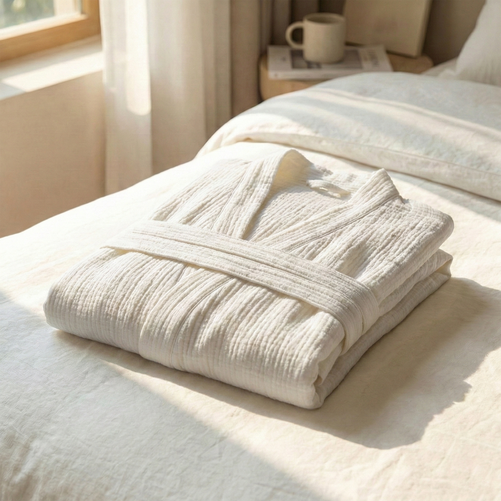 All-Season Bathrobe Made From One Hundred Percent Muslin Cotton