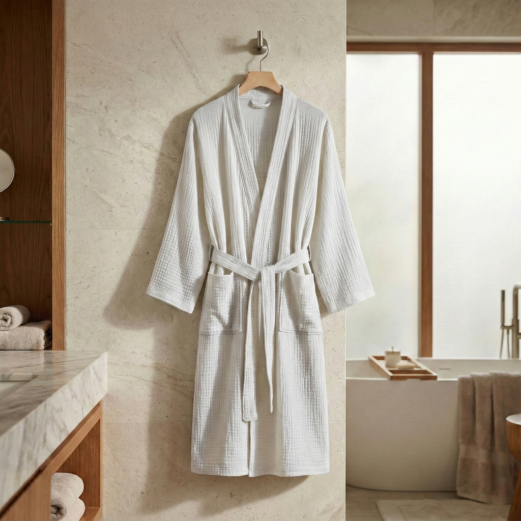 All-Season Bathrobe Made From One Hundred Percent Muslin Cotton