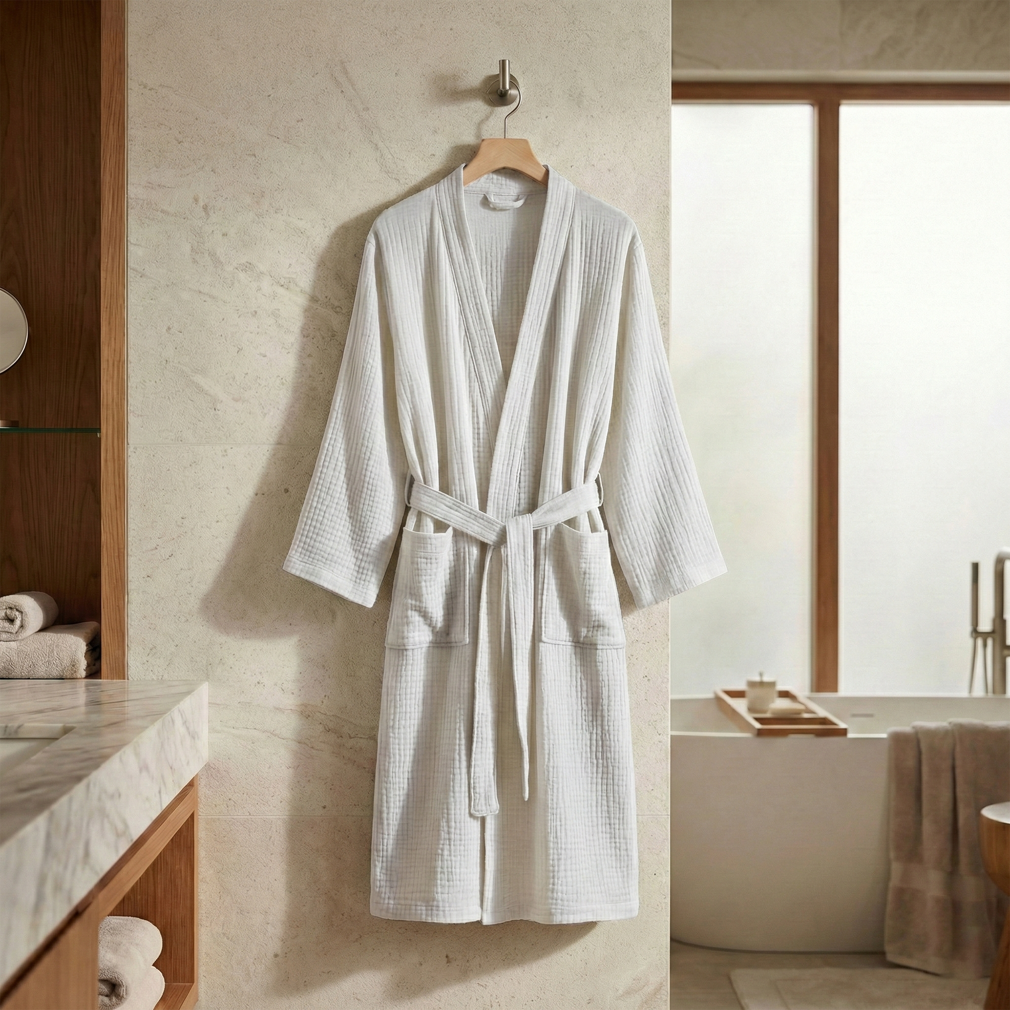 All-Season Bathrobe Made From One Hundred Percent Muslin Cotton