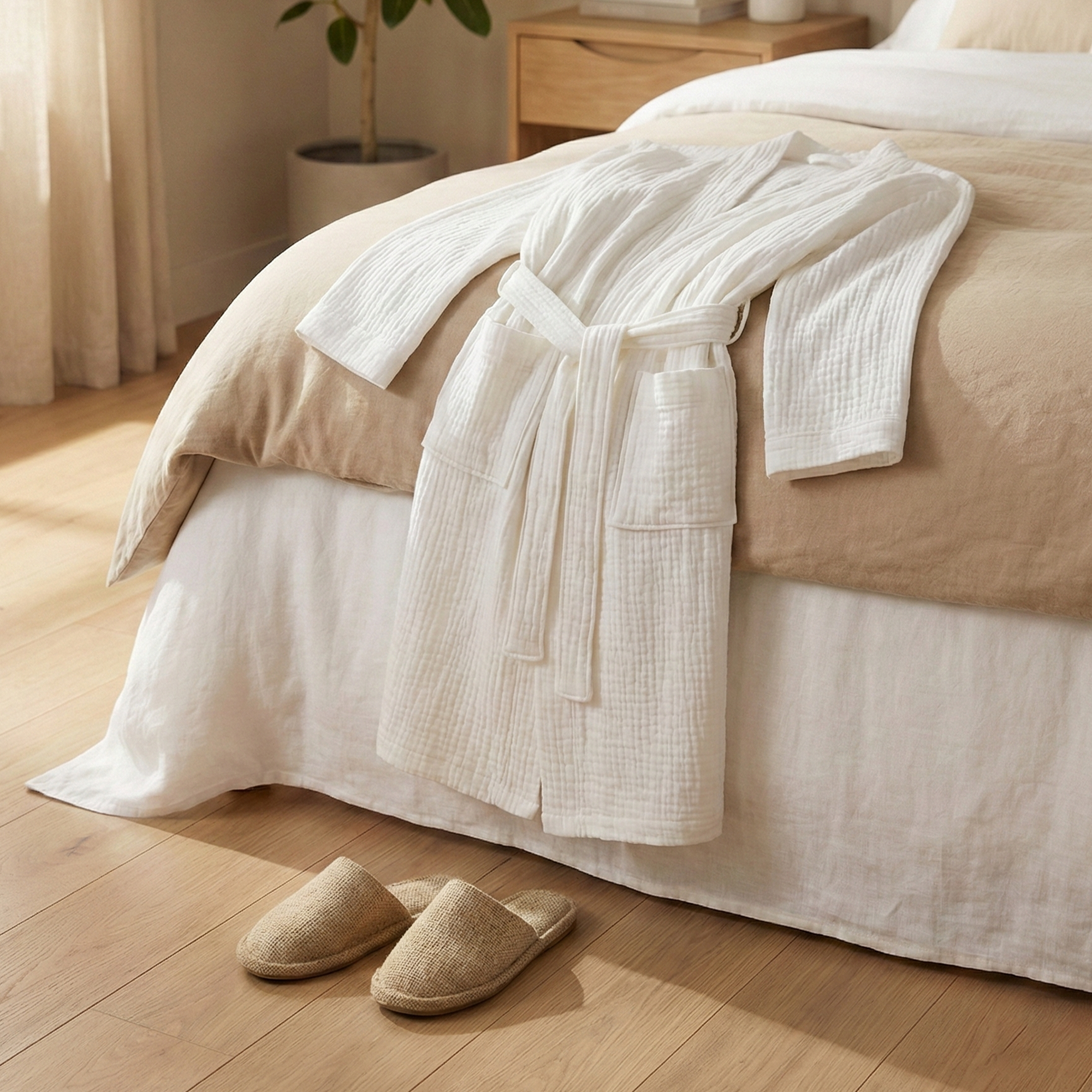 All-Season Bathrobe Made From One Hundred Percent Muslin Cotton