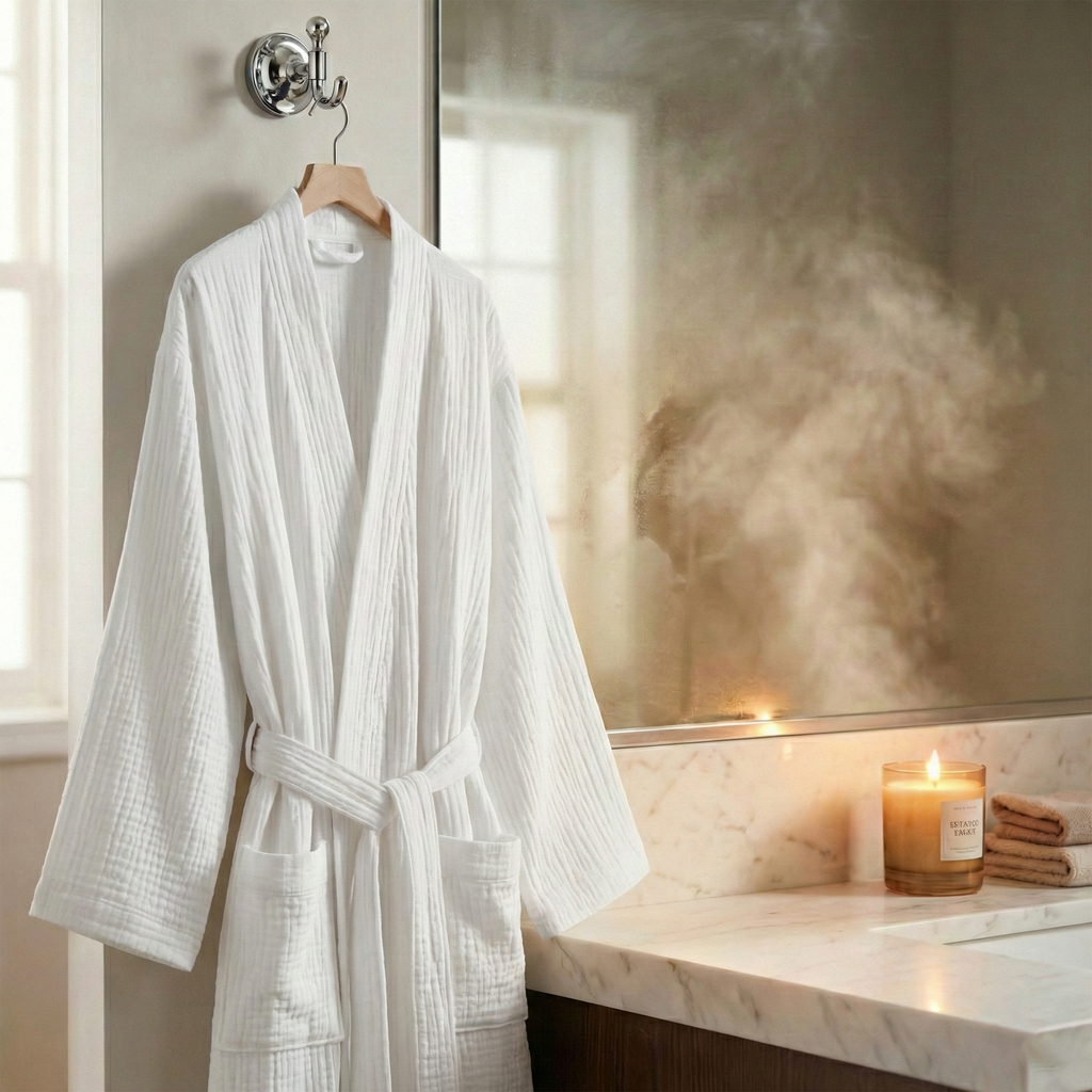 All-Season Bathrobe Made From One Hundred Percent Muslin Cotton