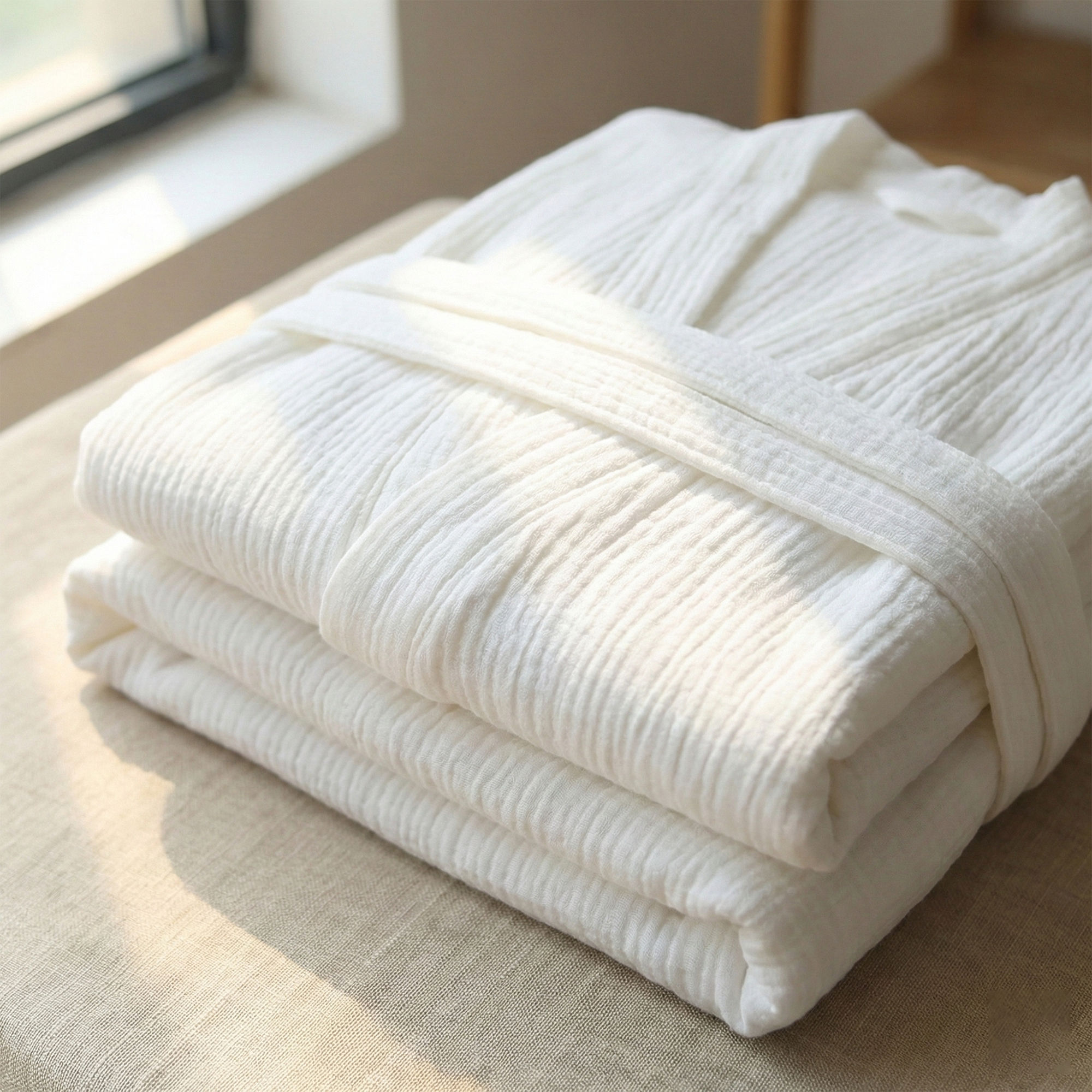 All-Season Bathrobe Made From One Hundred Percent Muslin Cotton