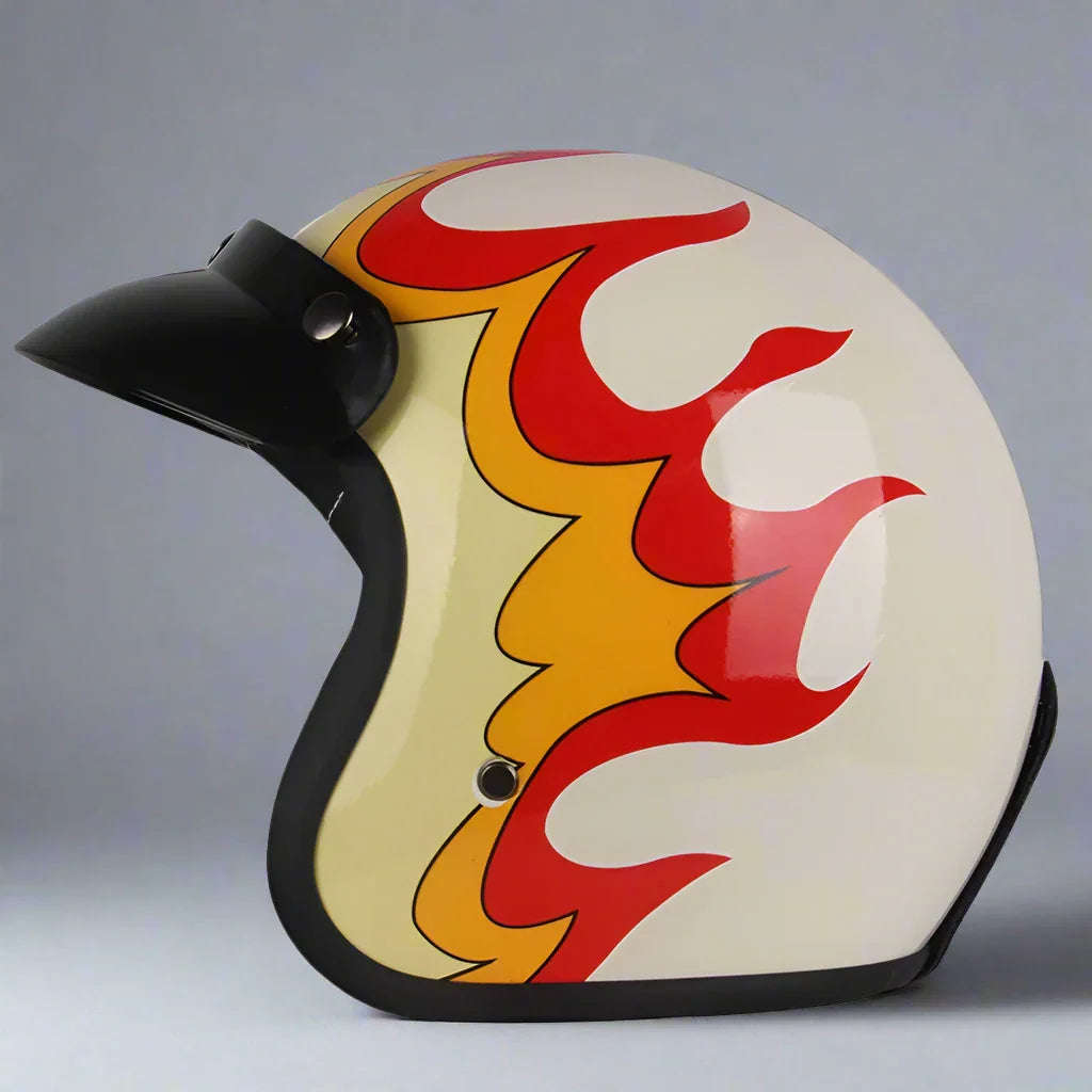 The Flame King - Vintage Open Face Helmet - DOT & ECE Approved - Meowbutter