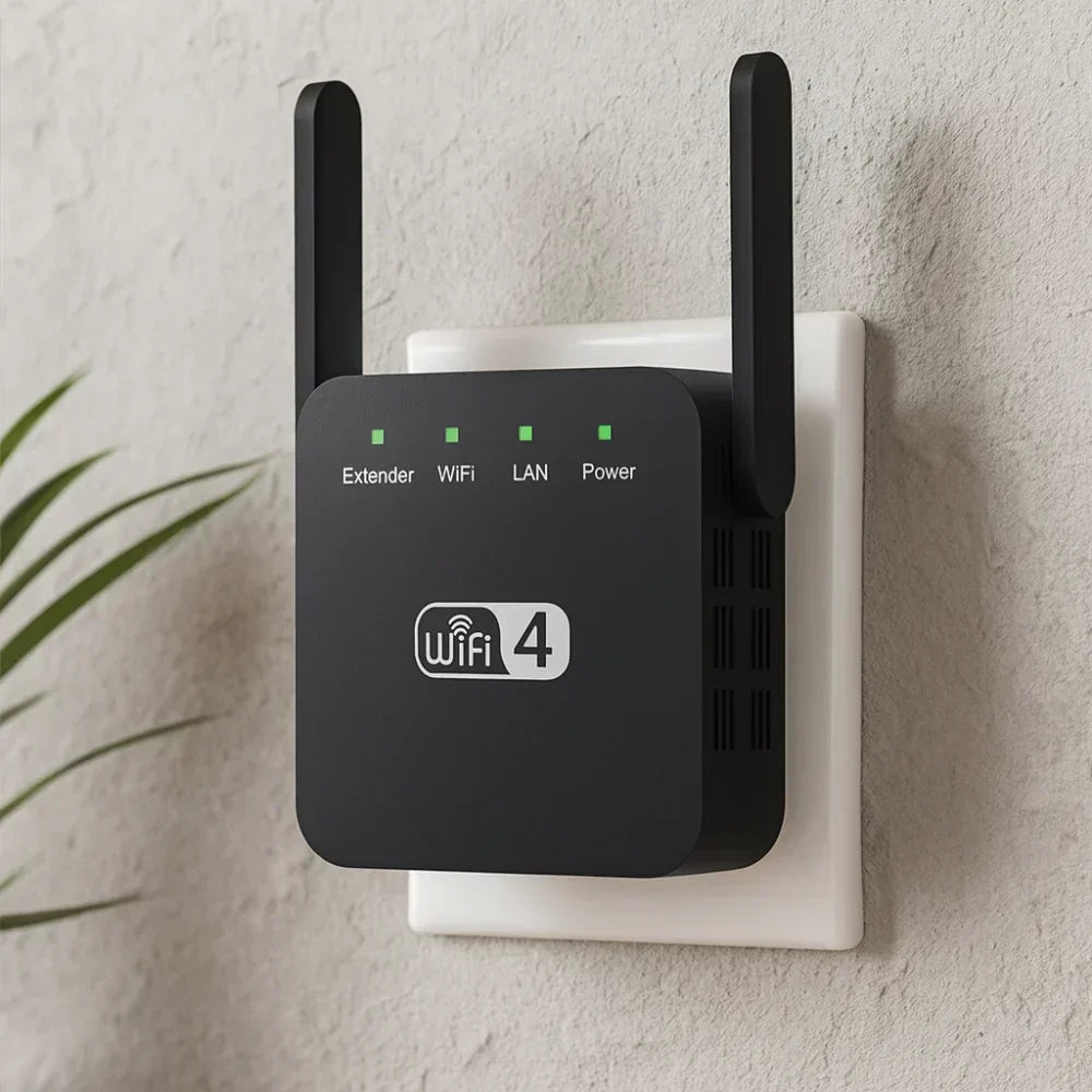 WiFi-forlænger og rækkeviddeforstærker - netværksrepeater til stikkontakt