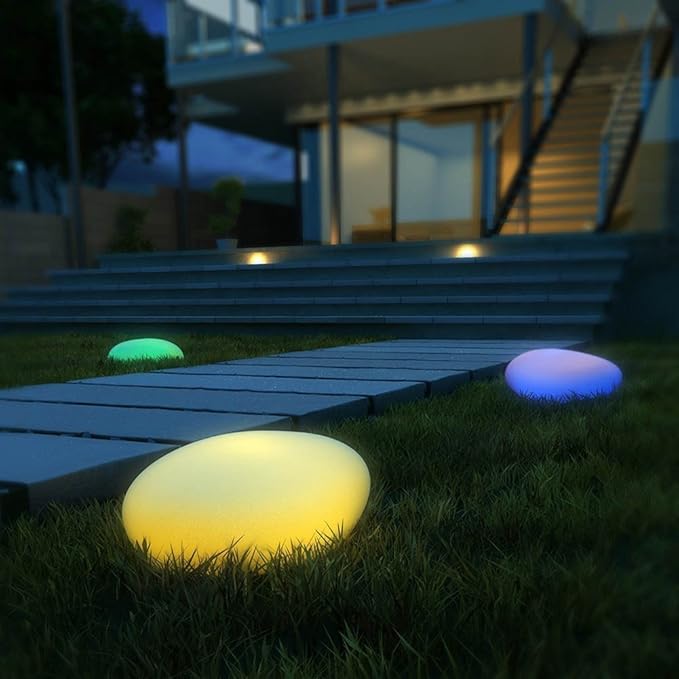 مصباح حديقة لاسلكي GlowPebble قابل لإعادة الشحن - إضاءة دافئة