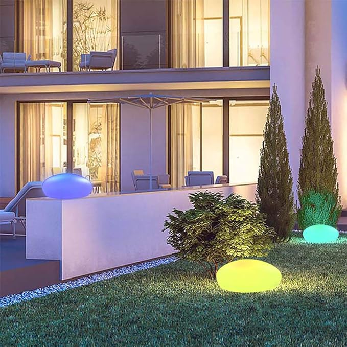 مصباح حديقة لاسلكي GlowPebble قابل لإعادة الشحن - إضاءة دافئة