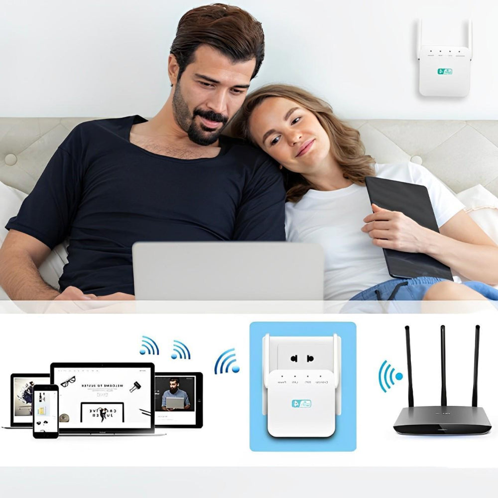 WiFi-forlænger og rækkeviddeforstærker - netværksrepeater til stikkontakt
