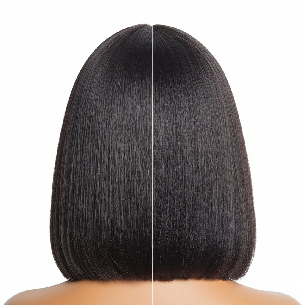 Yaki Straight Human Hair Bob — Glueless Lace Front Wig