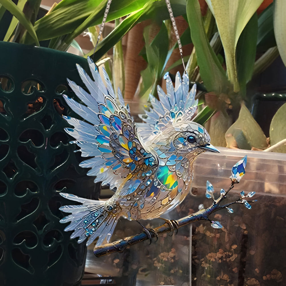 Window Suncatcher Stained Glass Bluebird Acrylic Hanging Decor | Meowbutter