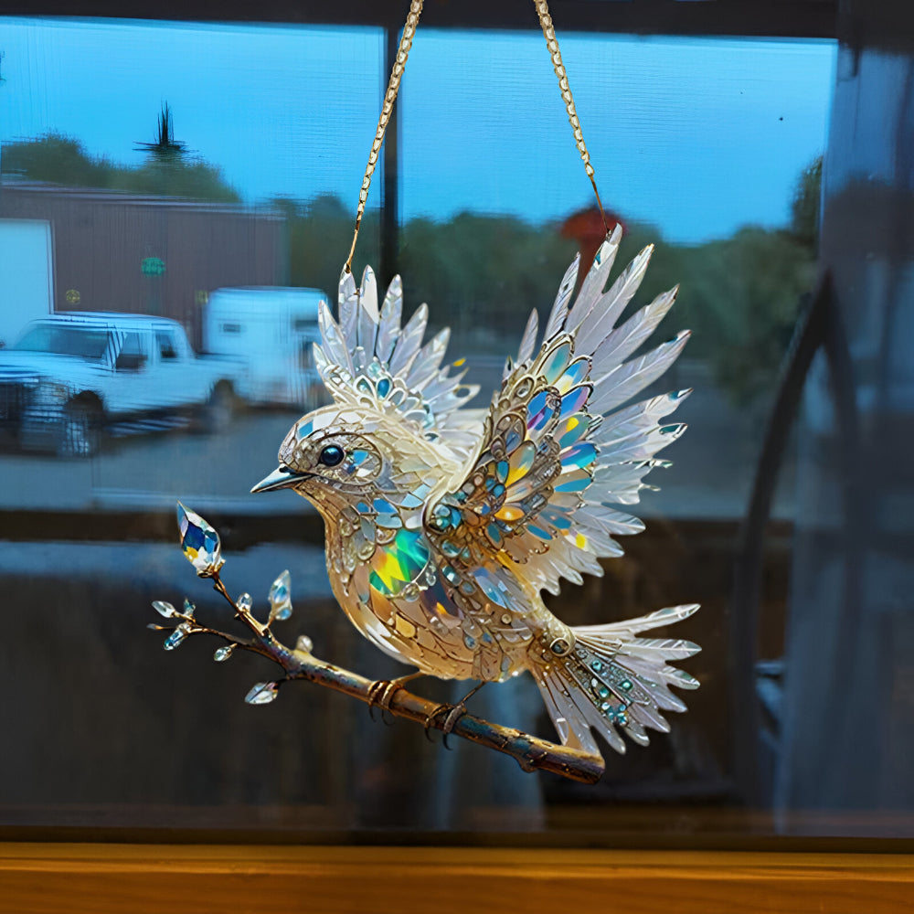 Window Suncatcher Stained Glass Bluebird Acrylic Hanging Decor | Meowbutter