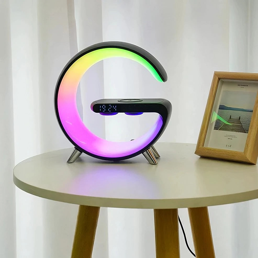 Chytré budík - Bluetooth reproduktor - 15W bezdrátová nabíječka - RGB náladové světlo - bílá a černá | meowbutter