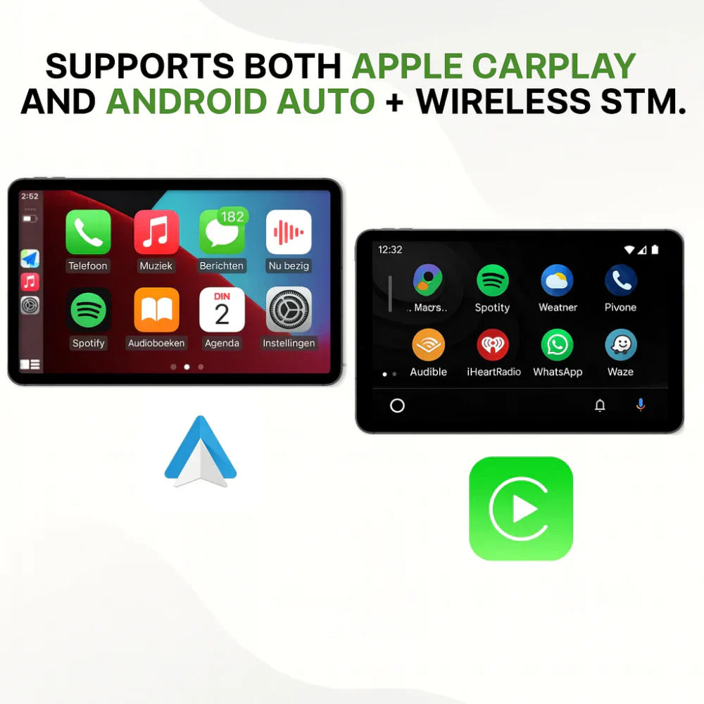 Trådløs biladapter med berøringsskærm, CarPlay og Android Auto | Meowbutter