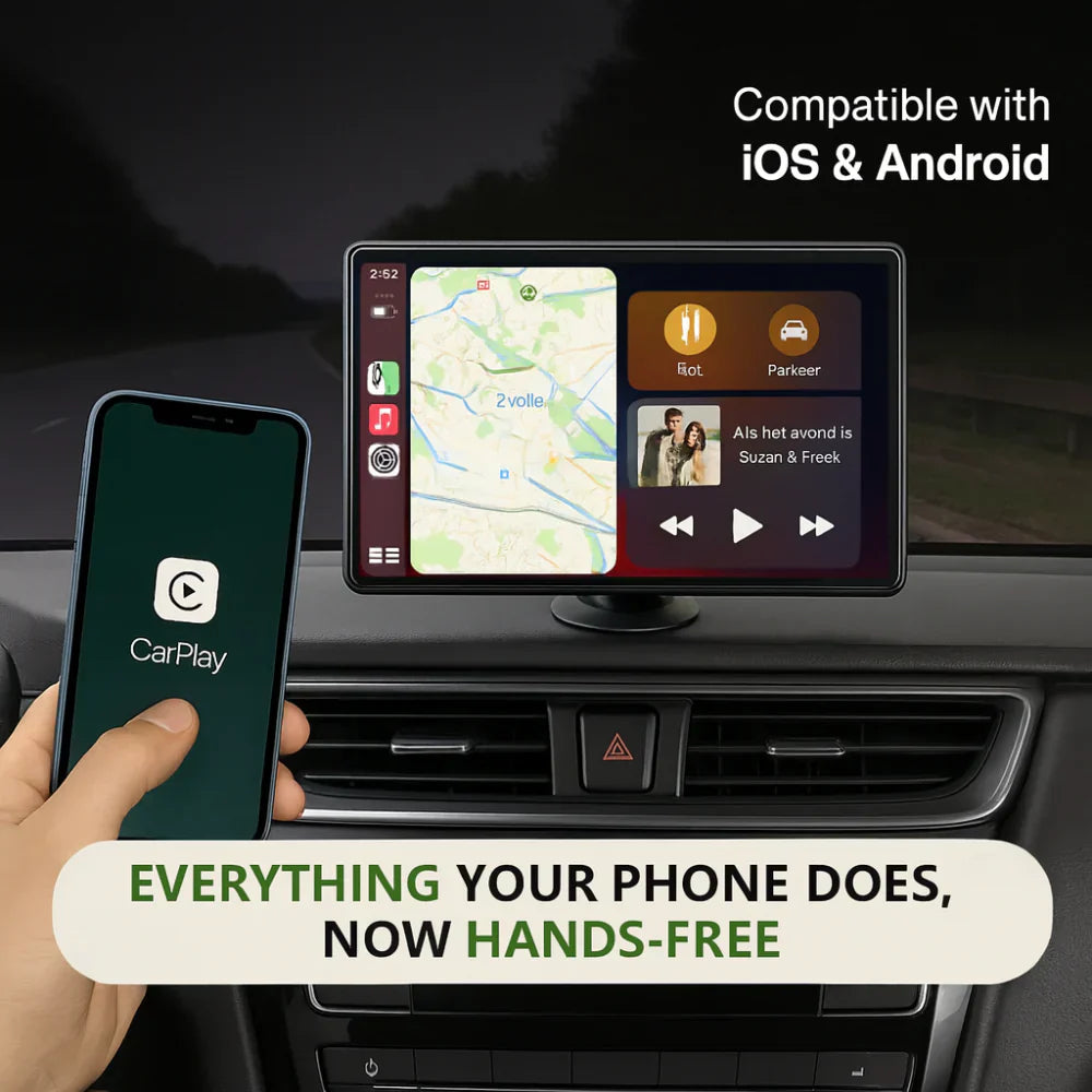 Trådløs biladapter med berøringsskærm, CarPlay og Android Auto | Meowbutter