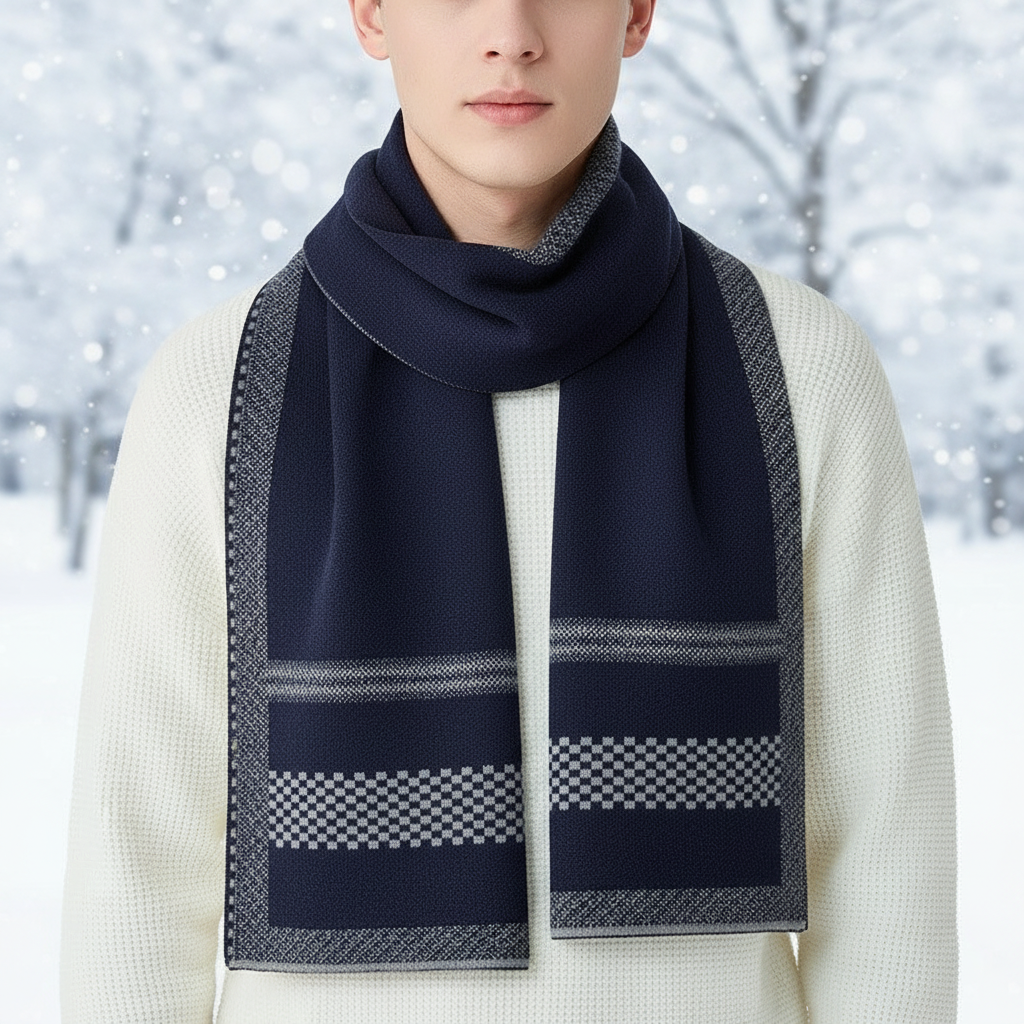 Wełniany szalik męski StyleScarf — ciepły zimowy dodatek we wzory