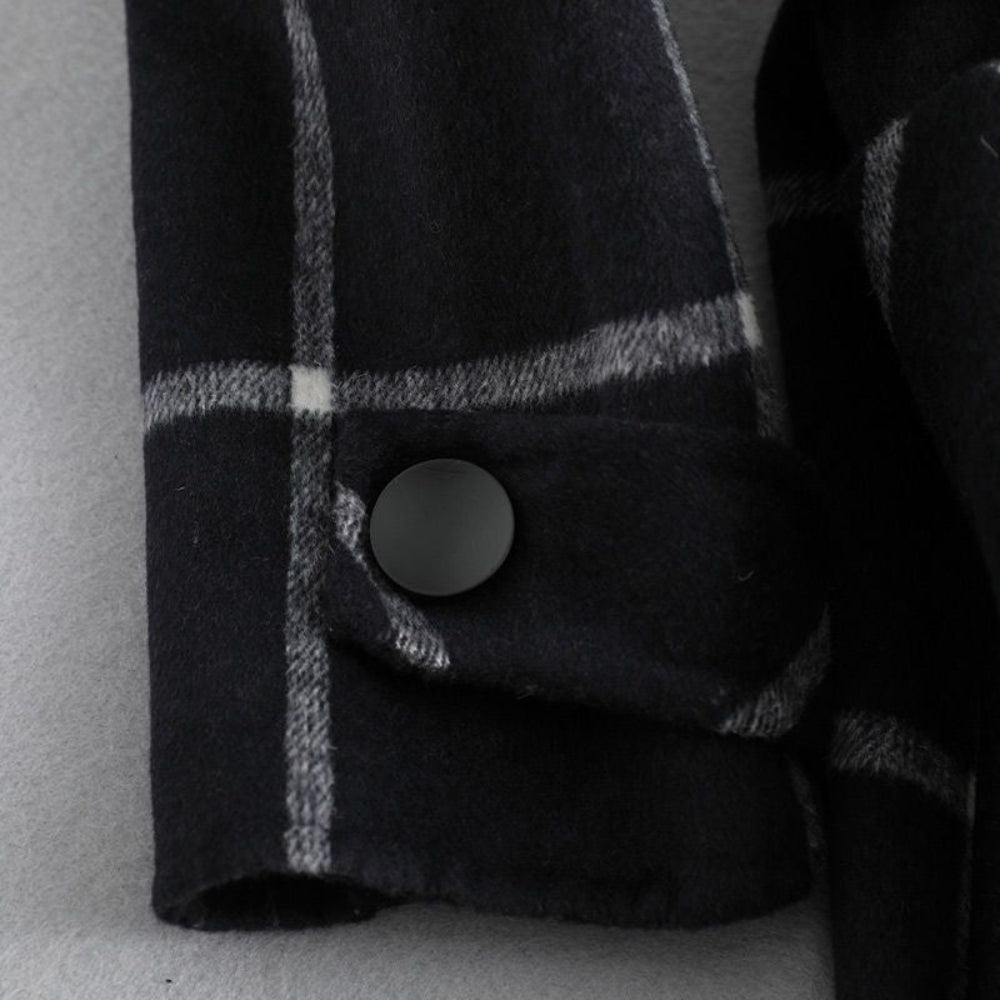 Women's Long Plaid Winter Coat — Traditional Checkered Layout