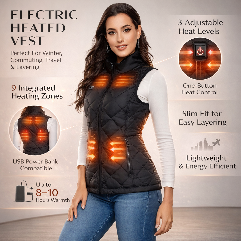 Gilet riscaldato da donna con riscaldamento elettrico per l’inverno all’aperto | Meowbutter