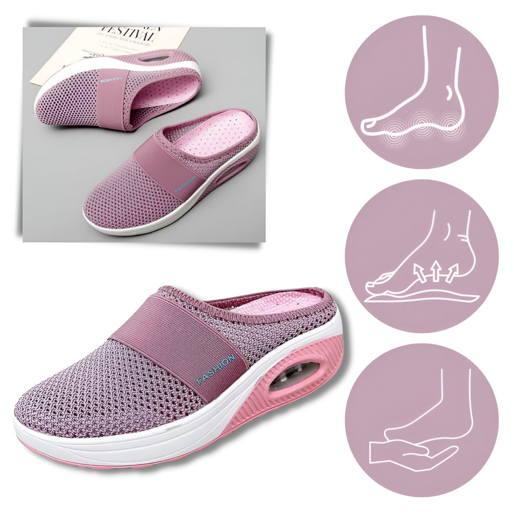 Women's Slip-On Walking Sneakers — Breathable Mesh Upper, Cushioned Sole