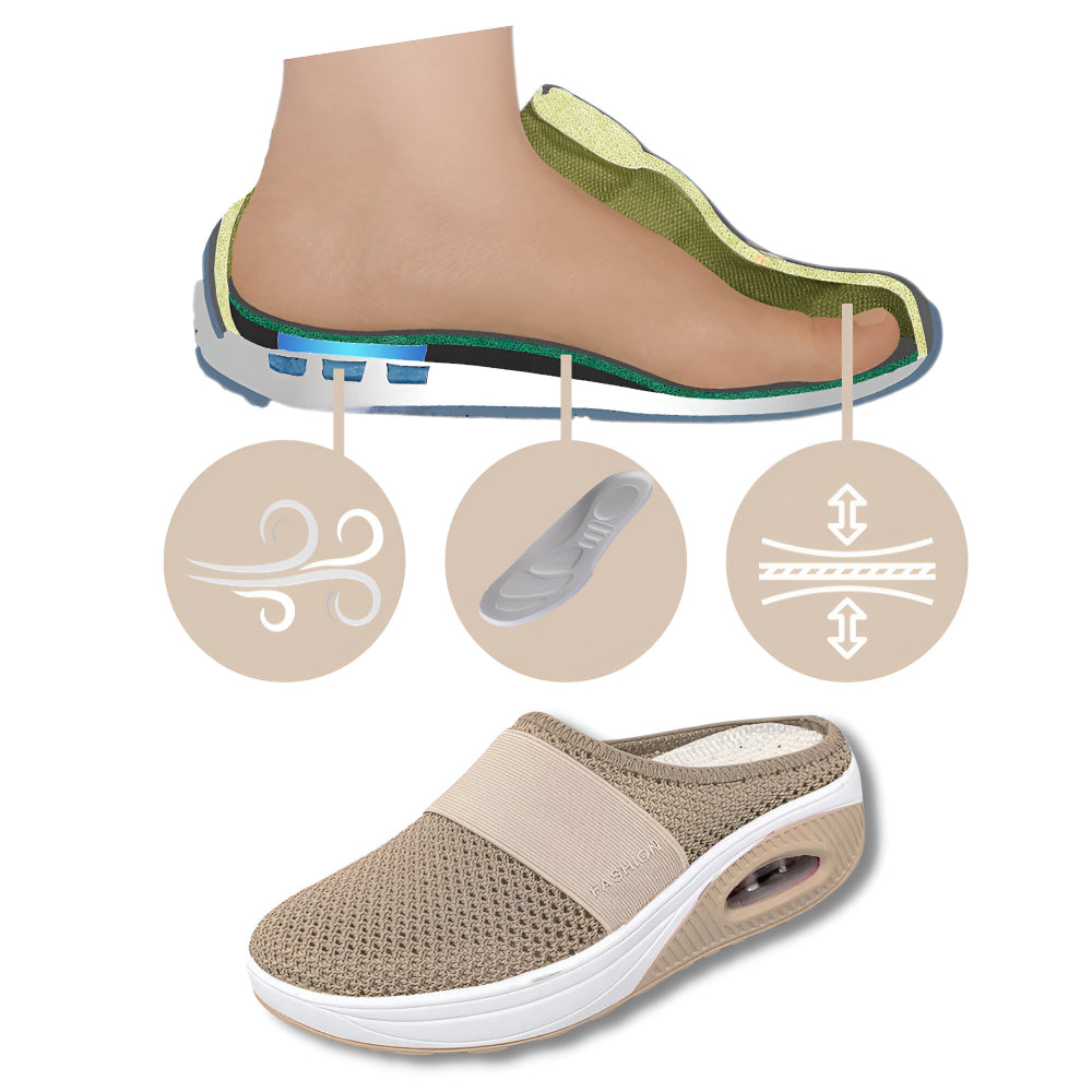 Women's Slip-On Walking Sneakers — Breathable Mesh Upper, Cushioned Sole