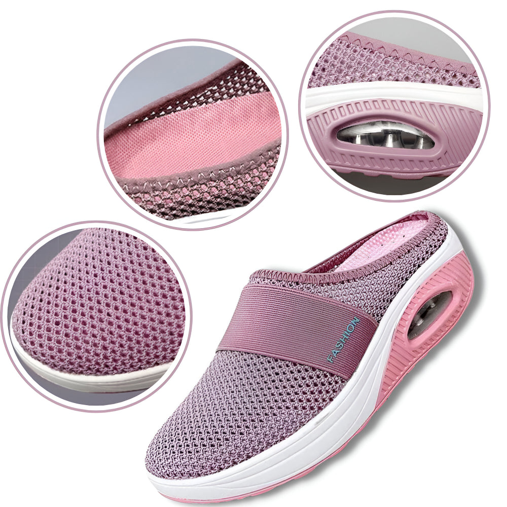Women's Slip-On Walking Sneakers — Breathable Mesh Upper, Cushioned Sole