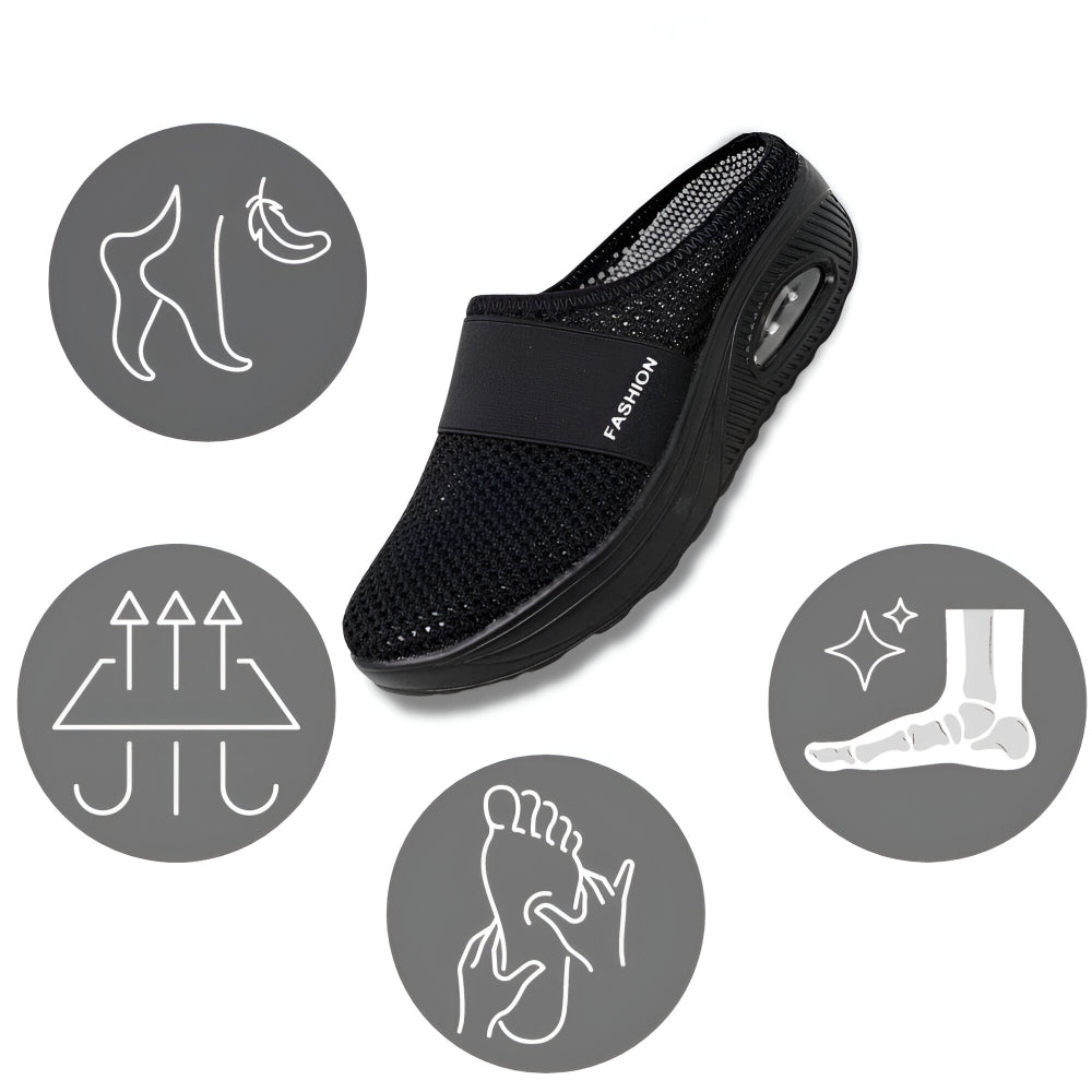 Women's Slip-On Walking Sneakers — Breathable Mesh Upper, Cushioned Sole