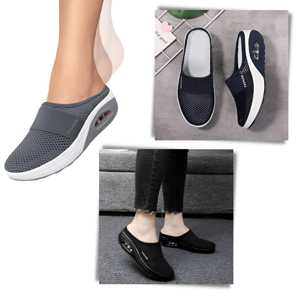 Women's Slip-On Walking Sneakers — Breathable Mesh Upper, Cushioned Sole