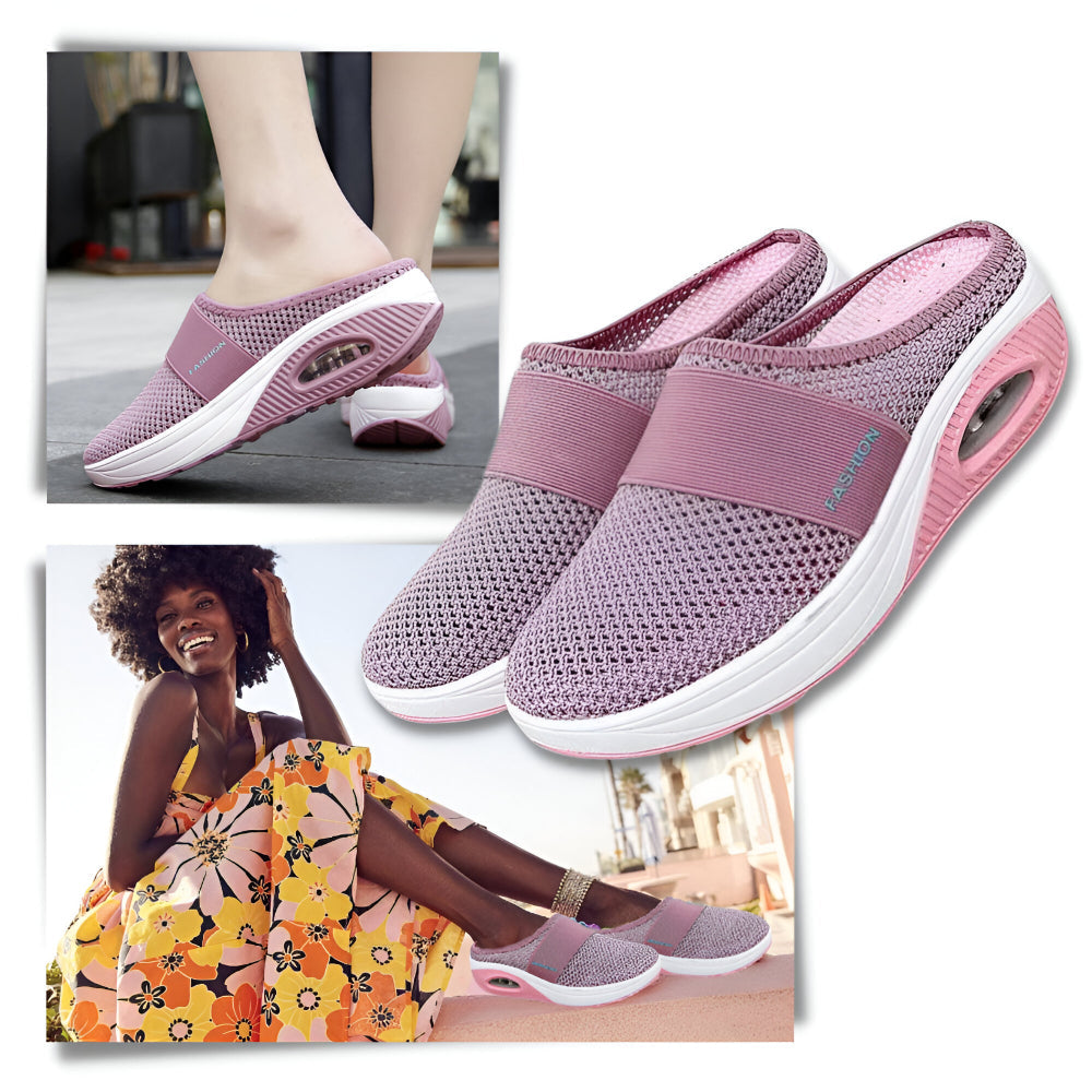 Women's Slip-On Walking Sneakers — Breathable Mesh Upper, Cushioned Sole