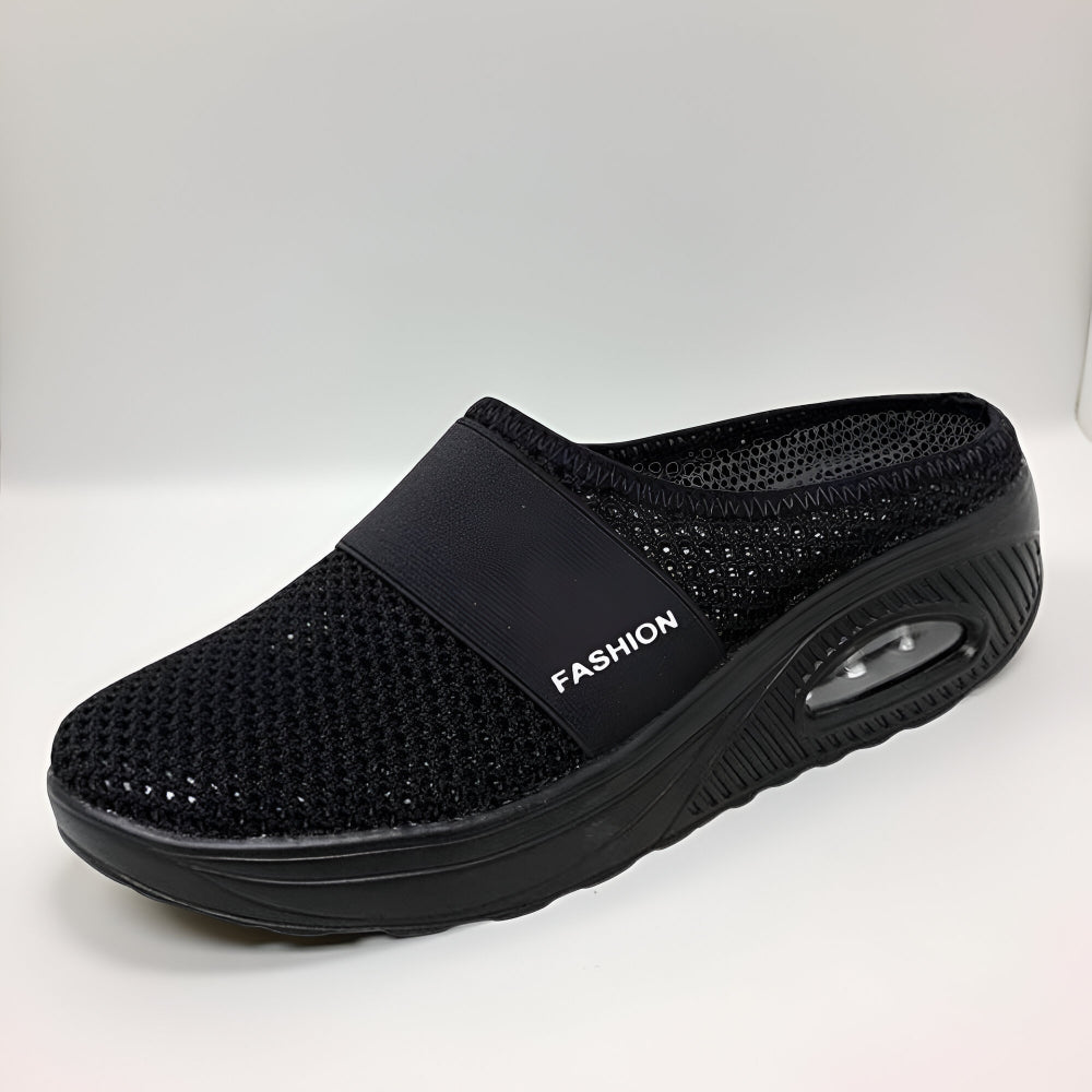 Women's Slip-On Walking Sneakers — Breathable Mesh Upper, Cushioned Sole