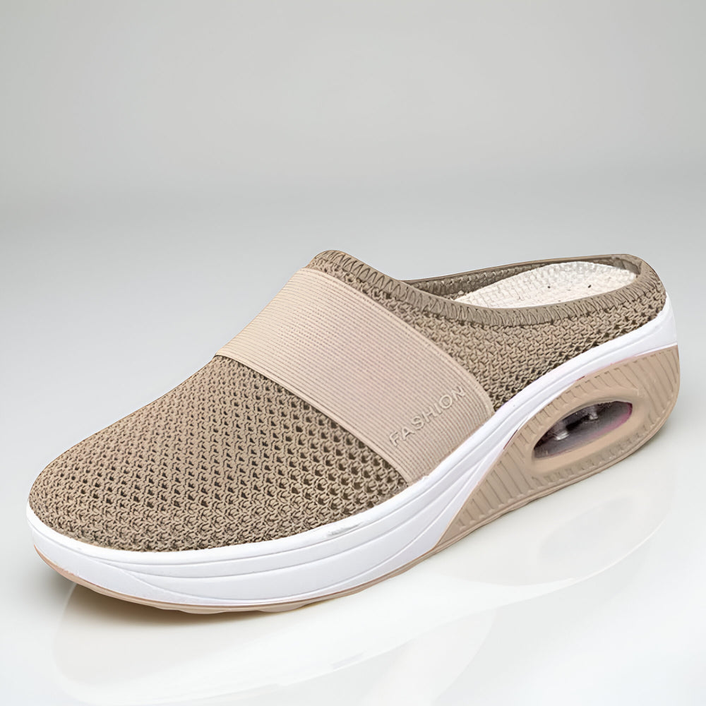 Women's Slip-On Walking Sneakers — Breathable Mesh Upper, Cushioned Sole