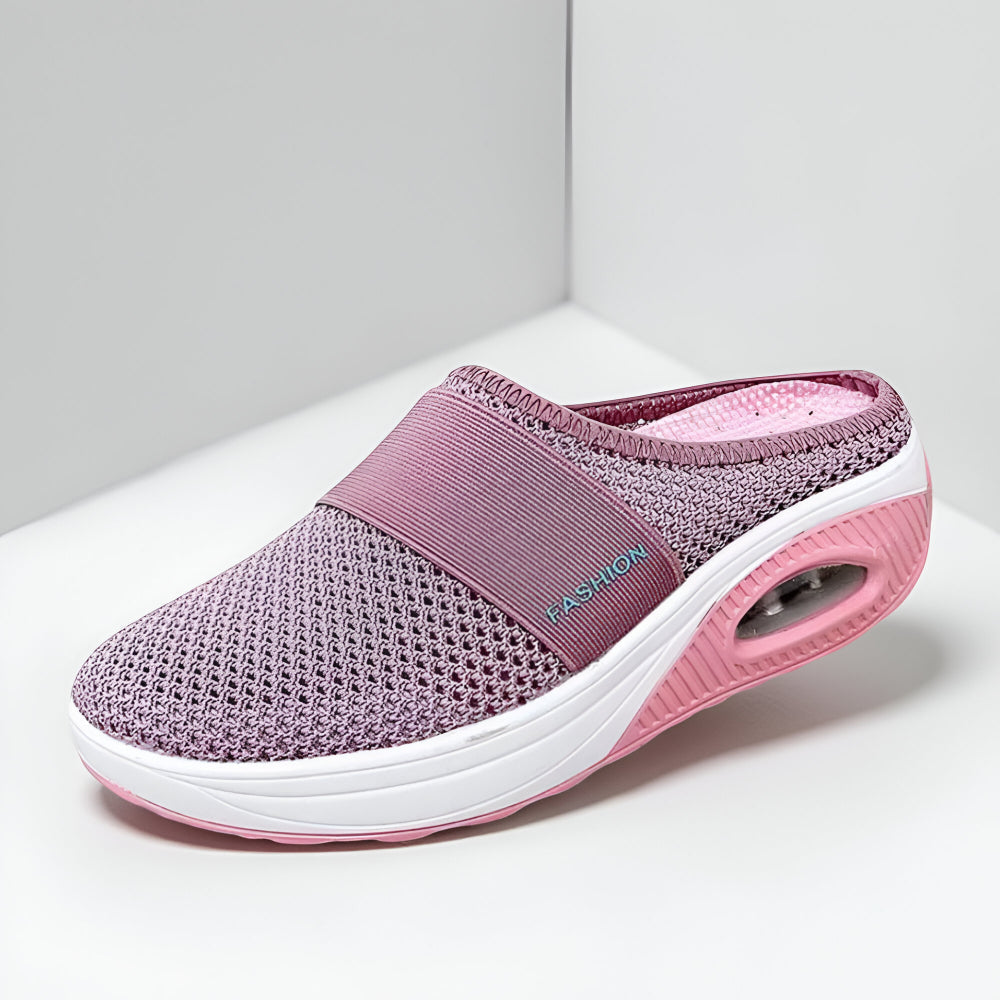 Women's Slip-On Walking Sneakers — Breathable Mesh Upper, Cushioned Sole