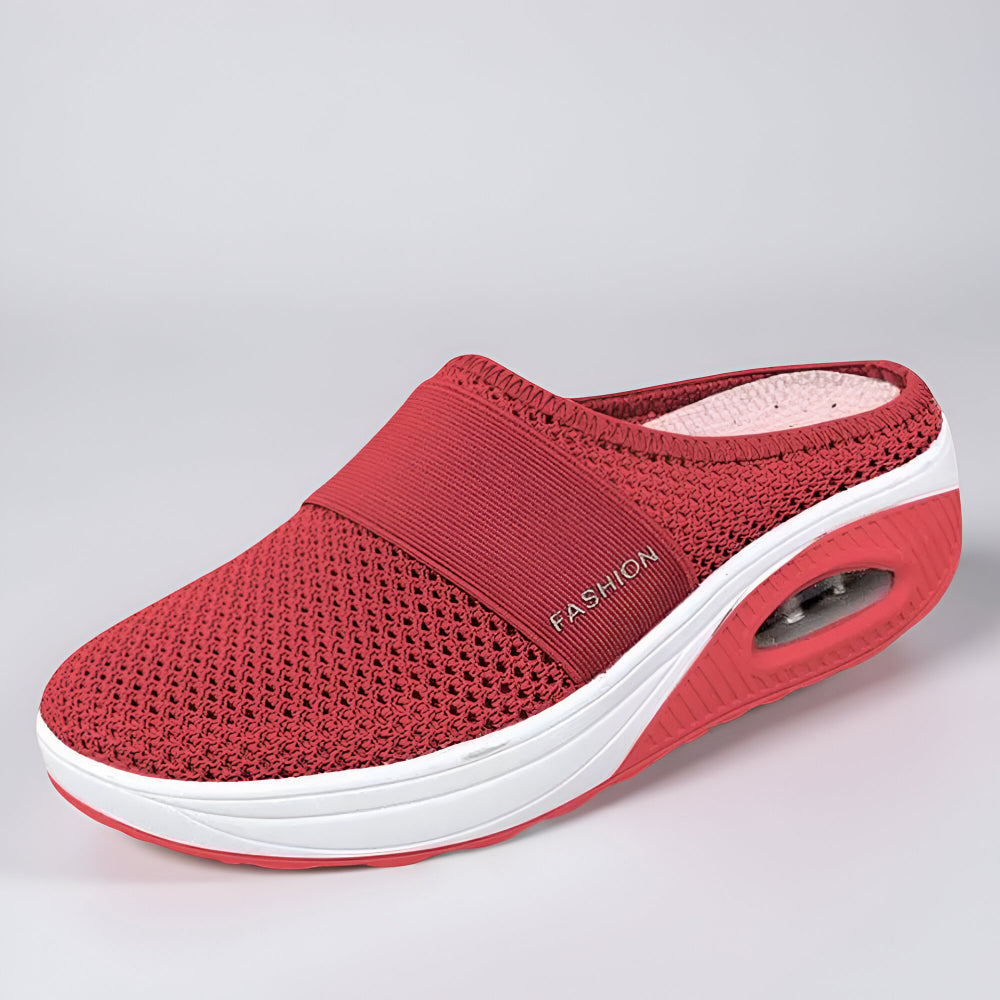 Women's Slip-On Walking Sneakers — Breathable Mesh Upper, Cushioned Sole