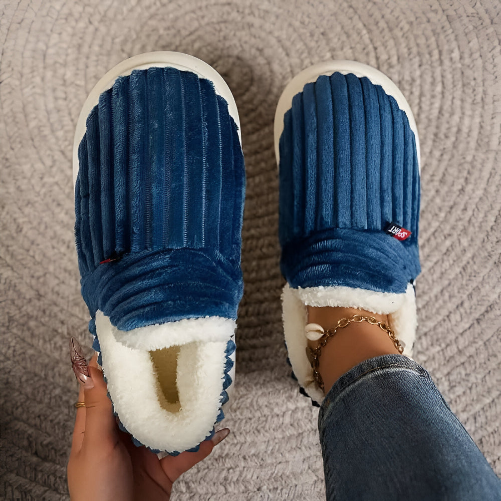 Women's Indoor Winter Slippers — Treaded Non-Slip Sole