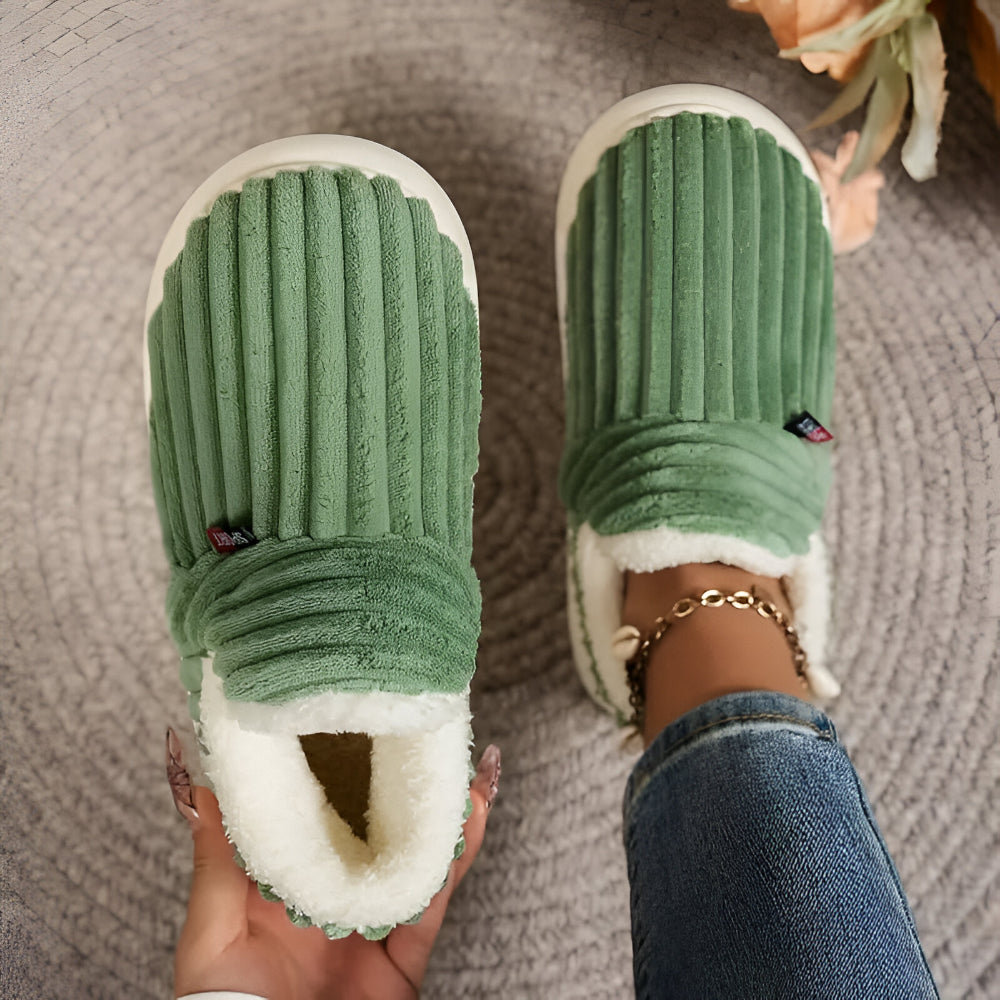 Women's Indoor Winter Slippers — Treaded Non-Slip Sole