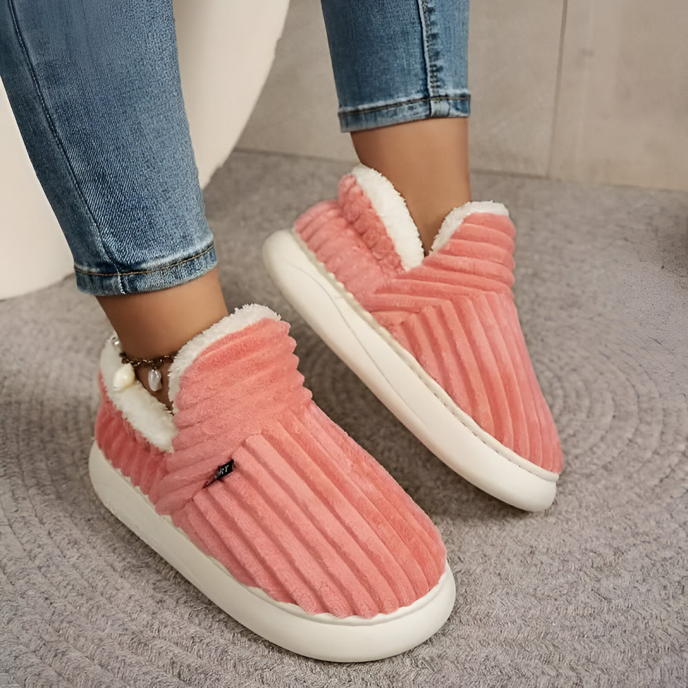 Women's Indoor Winter Slippers — Treaded Non-Slip Sole