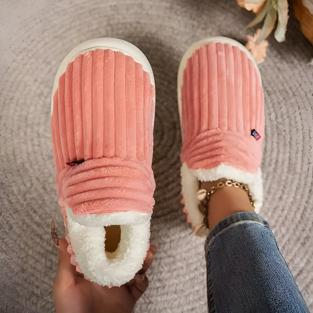 Women's Indoor Winter Slippers — Treaded Non-Slip Sole