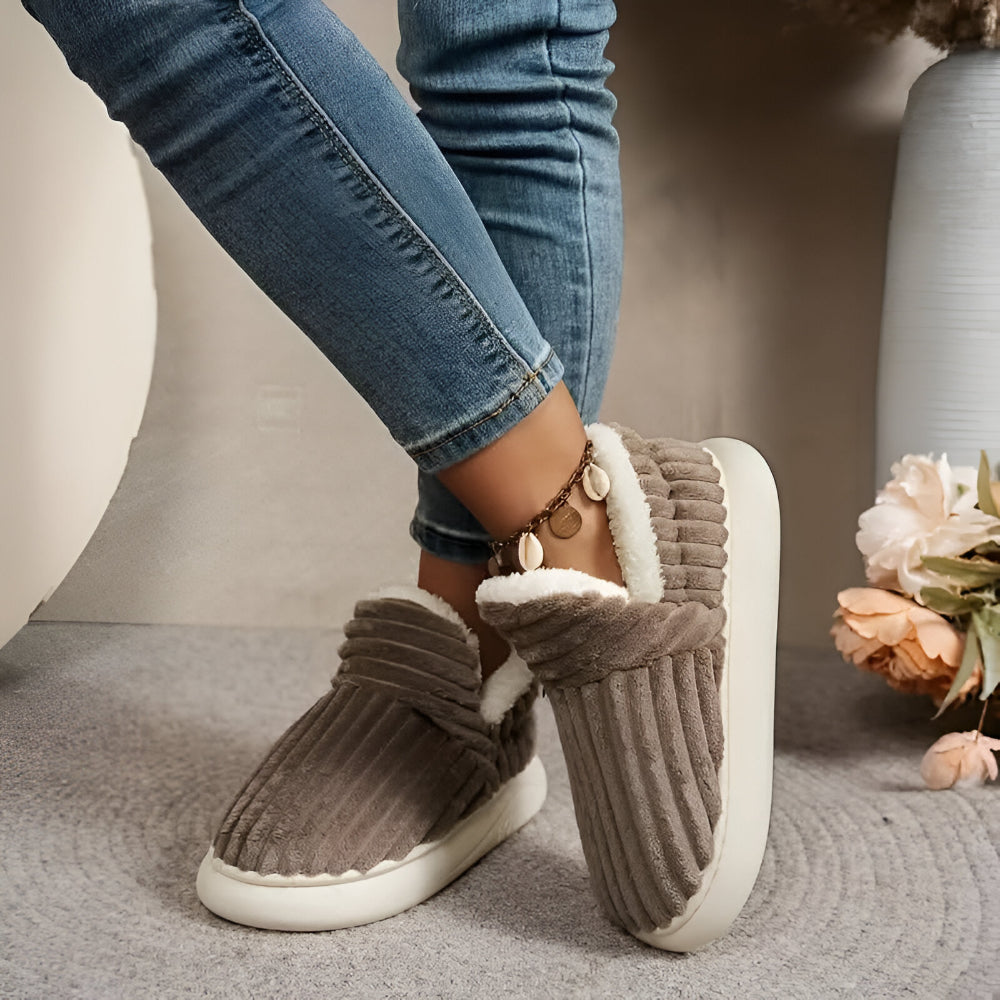 Women's Indoor Winter Slippers — Treaded Non-Slip Sole