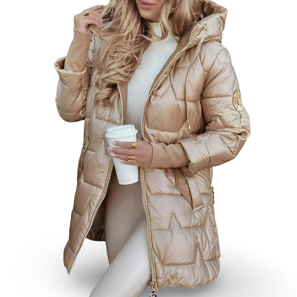 Women’s Quilted Finish Padded Winter Jacket — Hooded Insulated Design