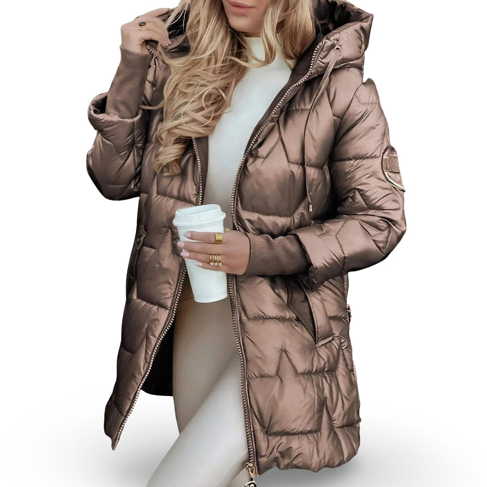 Women’s Quilted Finish Padded Winter Jacket — Hooded Insulated Design