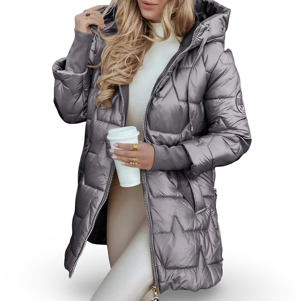 Women’s Quilted Finish Padded Winter Jacket — Hooded Insulated Design