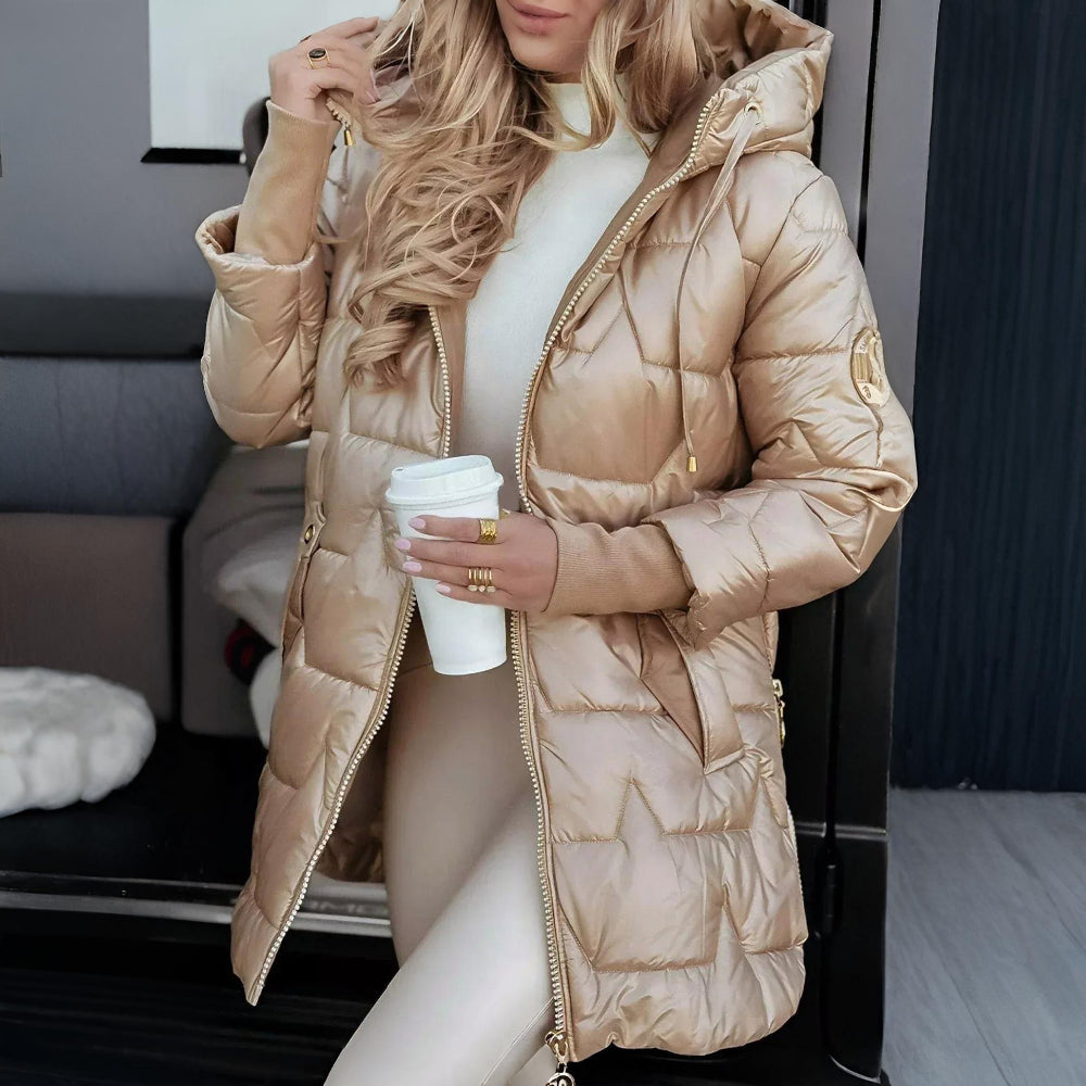 Women’s Quilted Finish Padded Winter Jacket — Hooded Insulated Design