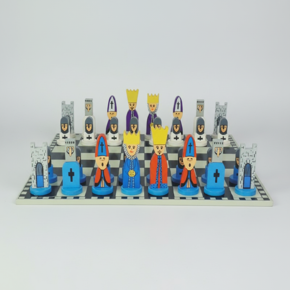 Wooden Cartoon Chess Set — Character-Inspired Figures, Sturdy Strategy Board Game
