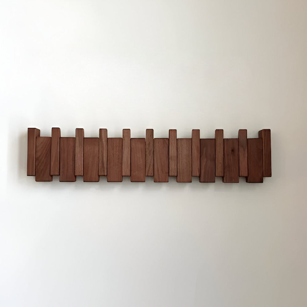 Perchero de pared de madera maciza de haya — Brazos de ganchos desplegables