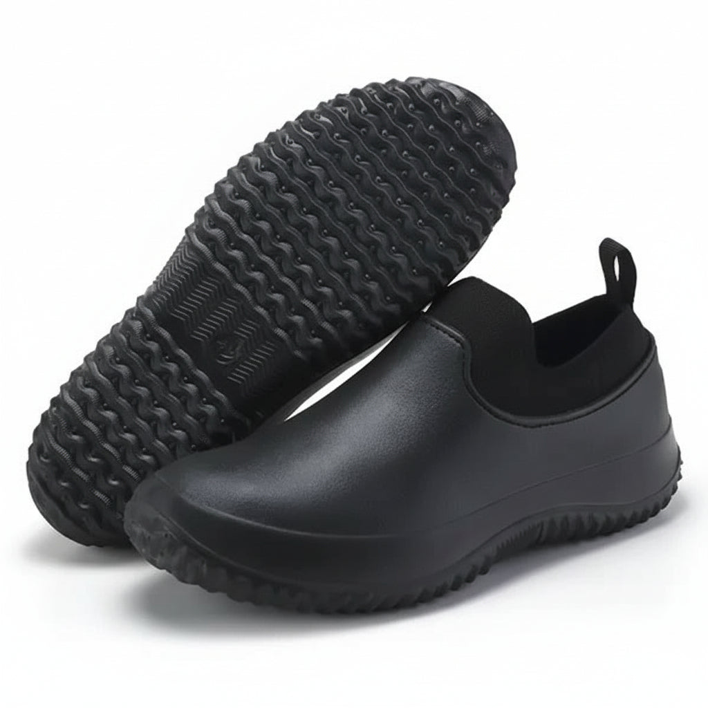 Chaussures de travail étanches à enfiler — conception sans lacets, structure renforcée, confort toute la journée