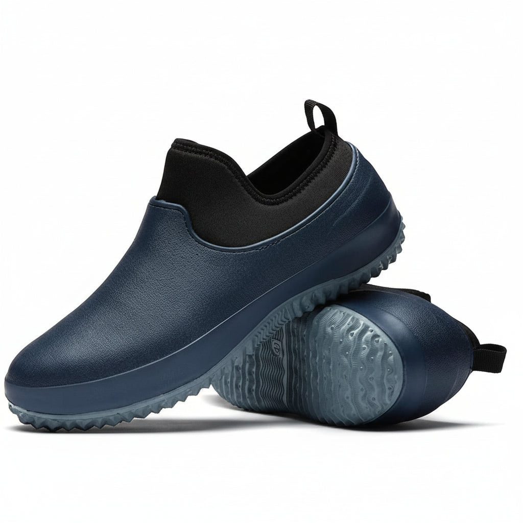 Chaussures de travail étanches à enfiler — conception sans lacets, structure renforcée, confort toute la journée