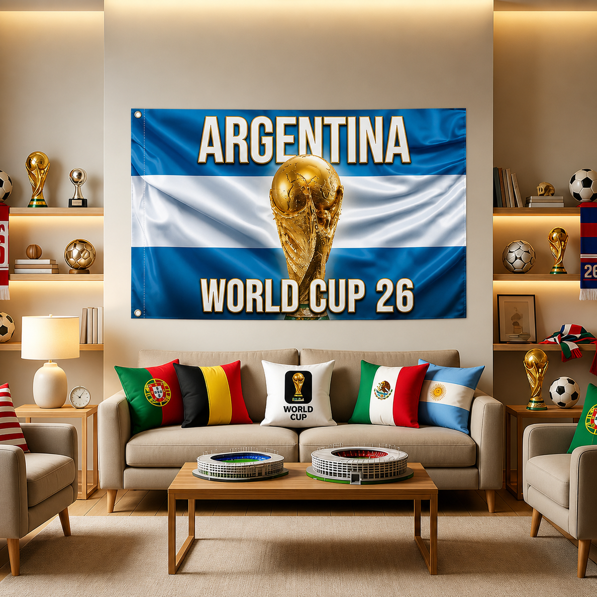 Argentina World Cup Flag Banner — Large Tricolor Print