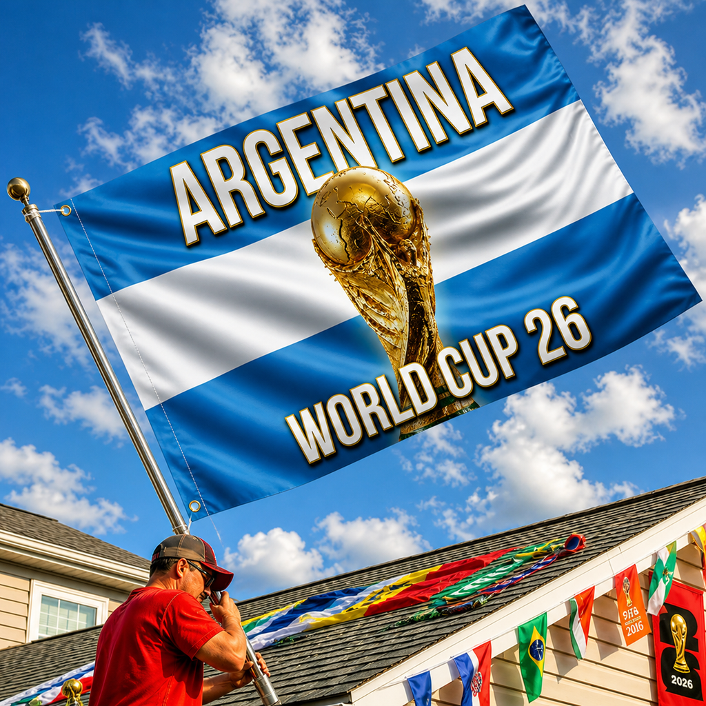 Argentina World Cup Flag Banner — Large Tricolor Print