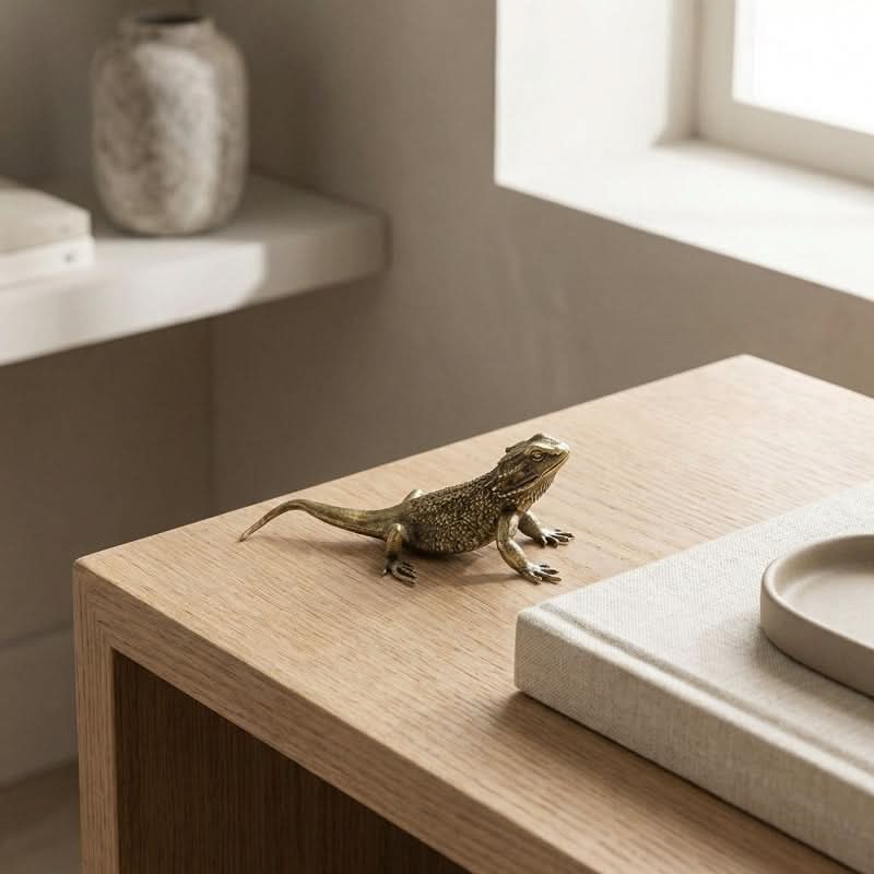 Unik messing firbenfigur dekorativ accent til hjem og skrivebord | meowbutter