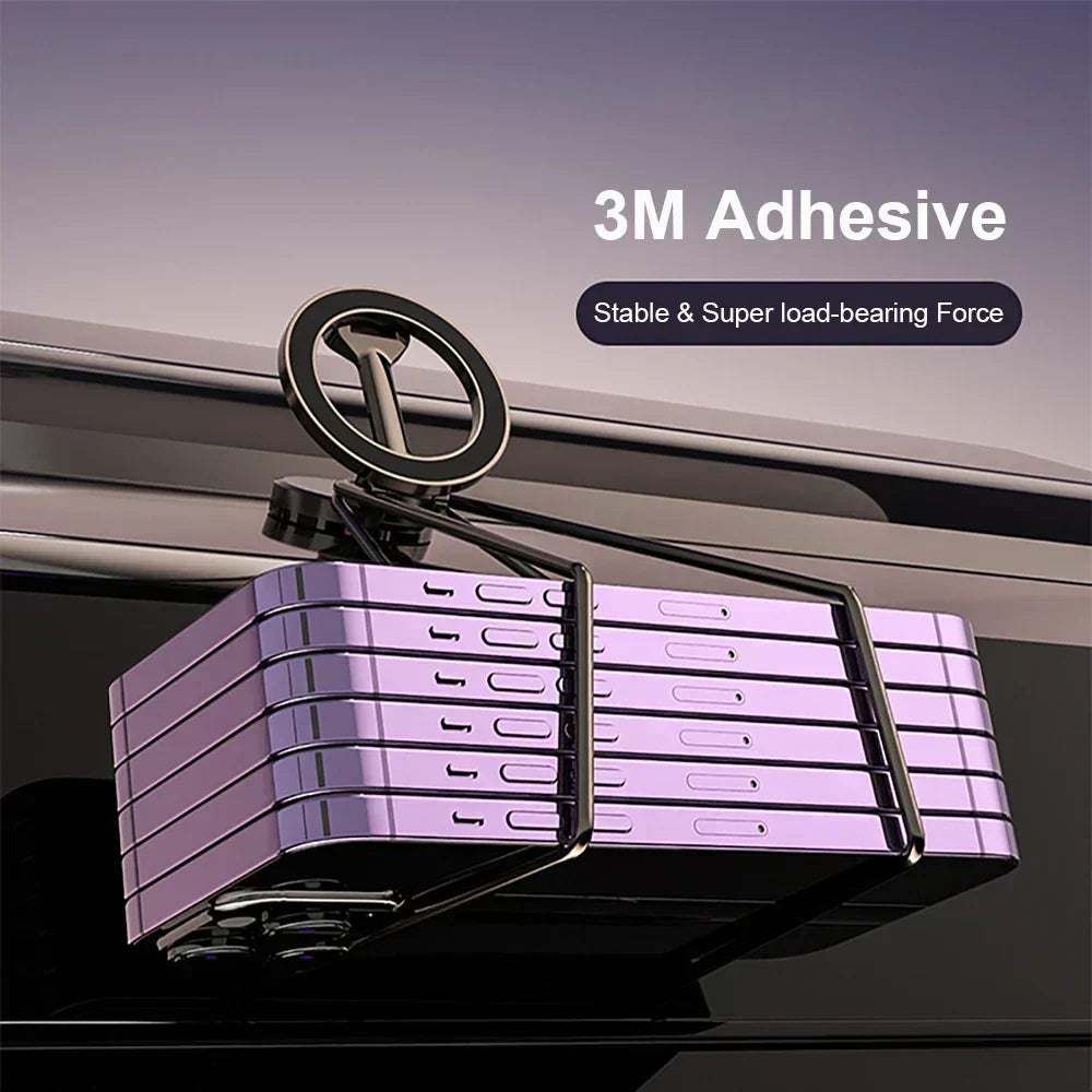 Magnetic Car Phone Holder - 360 Degree Rotating - Foldable - Zinc Alloy & ABS - Universal Fit | meowbutter