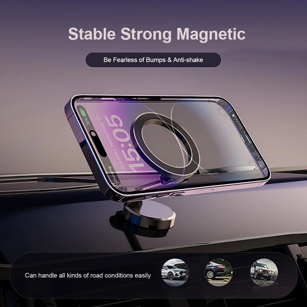 Magnetic Car Phone Holder - 360 Degree Rotating - Foldable - Zinc Alloy & ABS - Universal Fit | meowbutter